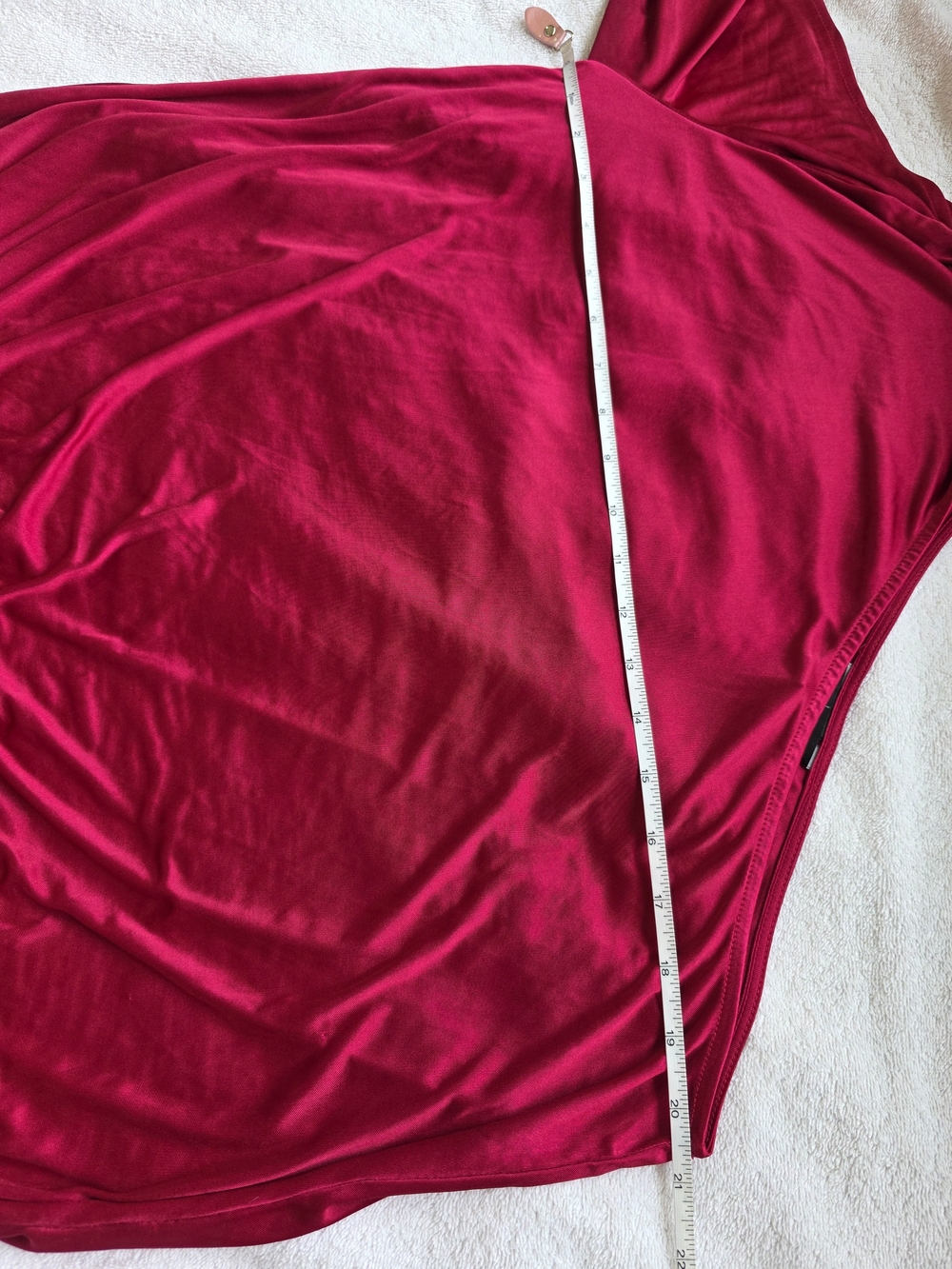 Moda International Raspberry One Shoulder Split Sleeve Top Size Large - Picture 6 of 9